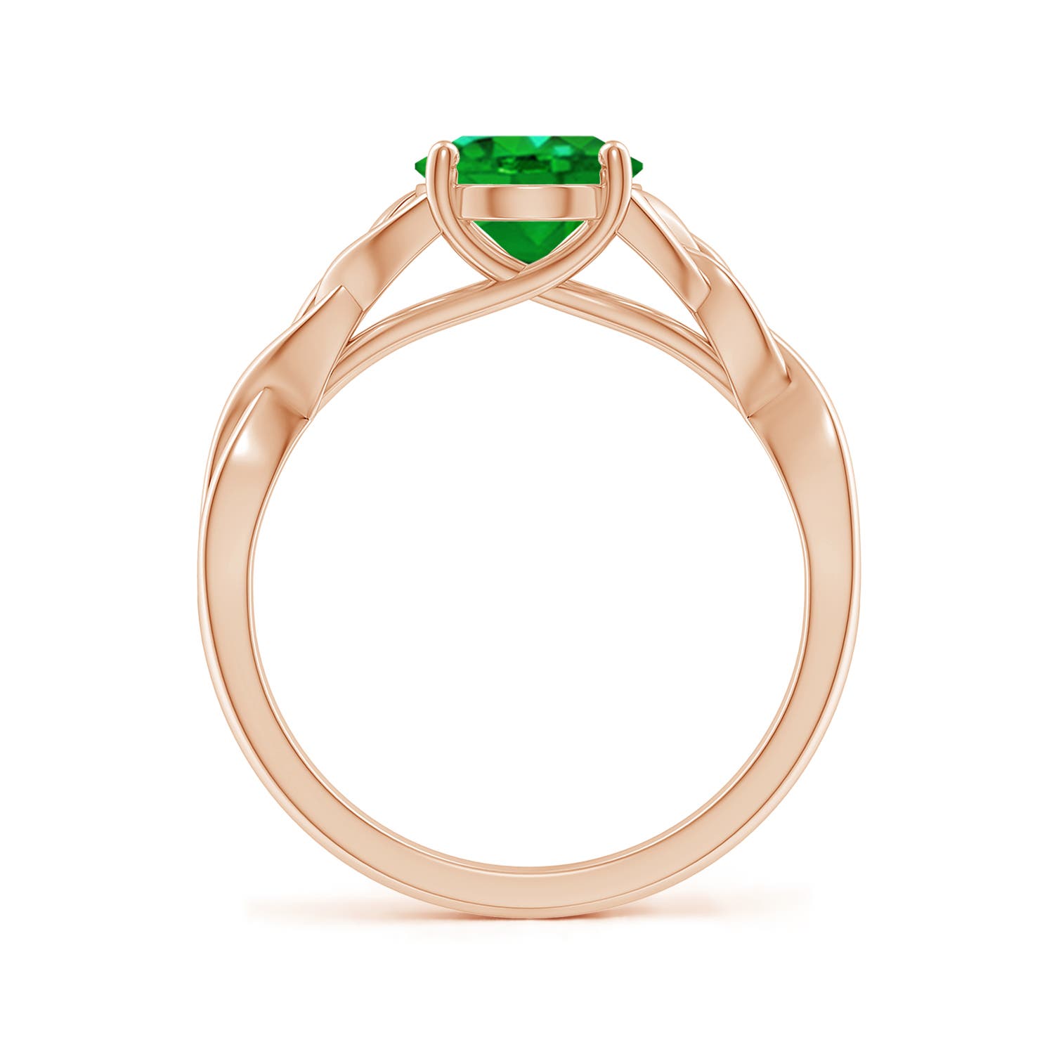 9x7mm AAAA Oval Emerald Celtic Knot Engagement Ring in Rose Gold