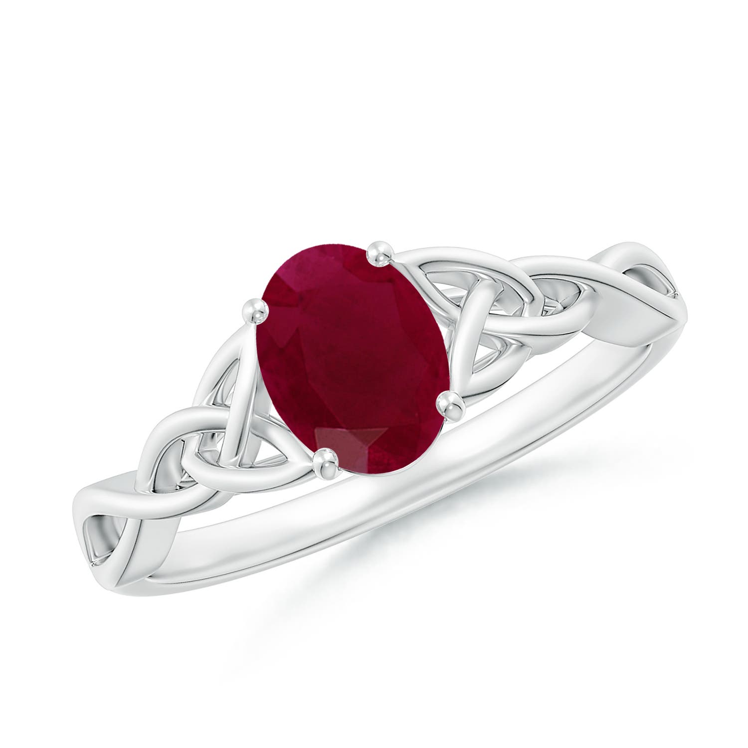 7x5mm A Oval Ruby Celtic Knot Engagement Ring in P950 Platinum