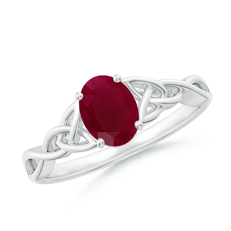 7x5mm A Oval Ruby Celtic Knot Engagement Ring in P950 Platinum 