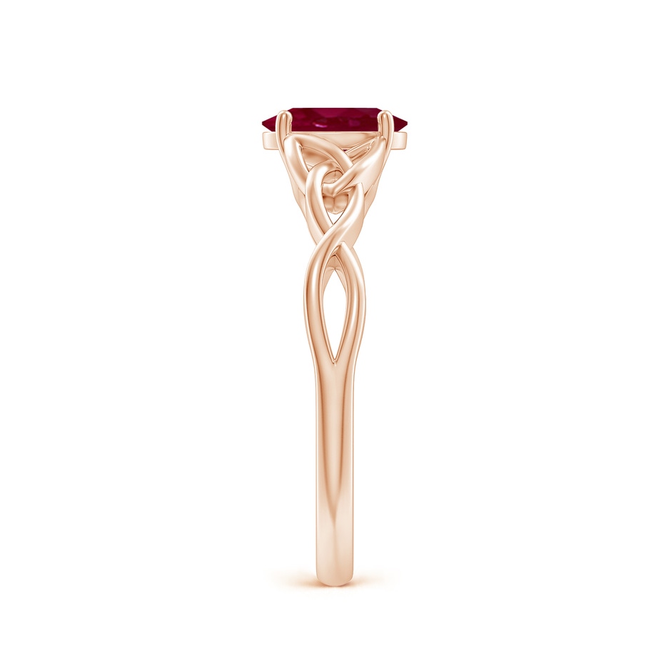 7x5mm A Oval Ruby Celtic Knot Engagement Ring in Rose Gold side 299