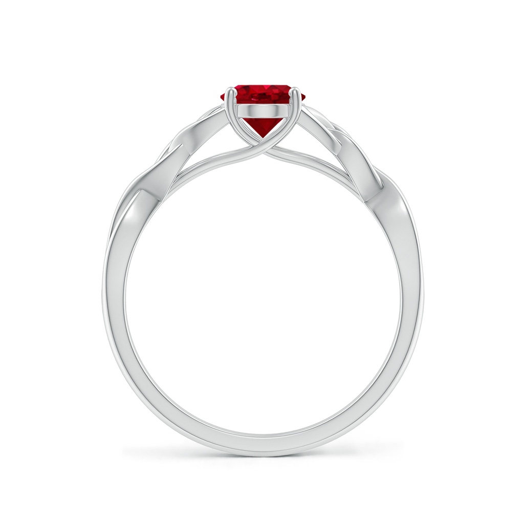 7x5mm AAA Oval Ruby Celtic Knot Engagement Ring in White Gold - side 199