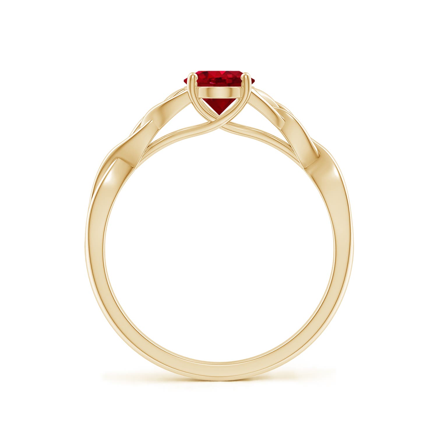 7x5mm AAA Oval Ruby Celtic Knot Engagement Ring in Yellow Gold