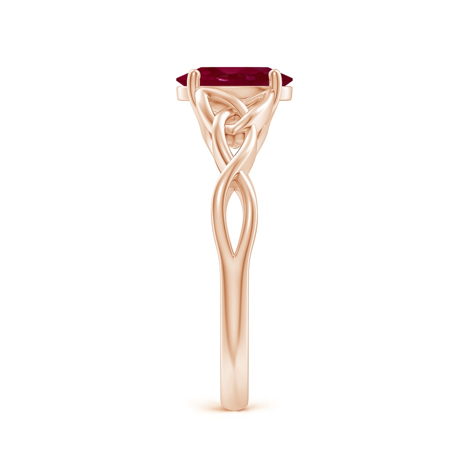 8x6mm A Oval Ruby Celtic Knot Engagement Ring in Rose Gold side 299