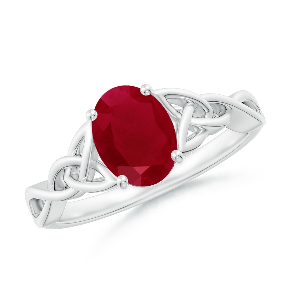 8x6mm AA Oval Ruby Celtic Knot Engagement Ring in White Gold 