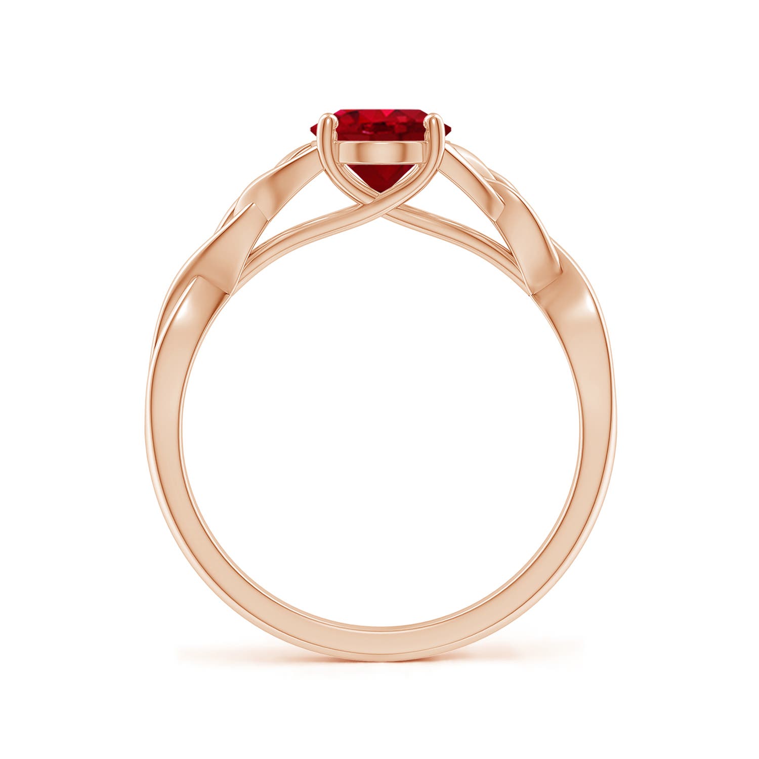 8x6mm AAA Oval Ruby Celtic Knot Engagement Ring in Rose Gold