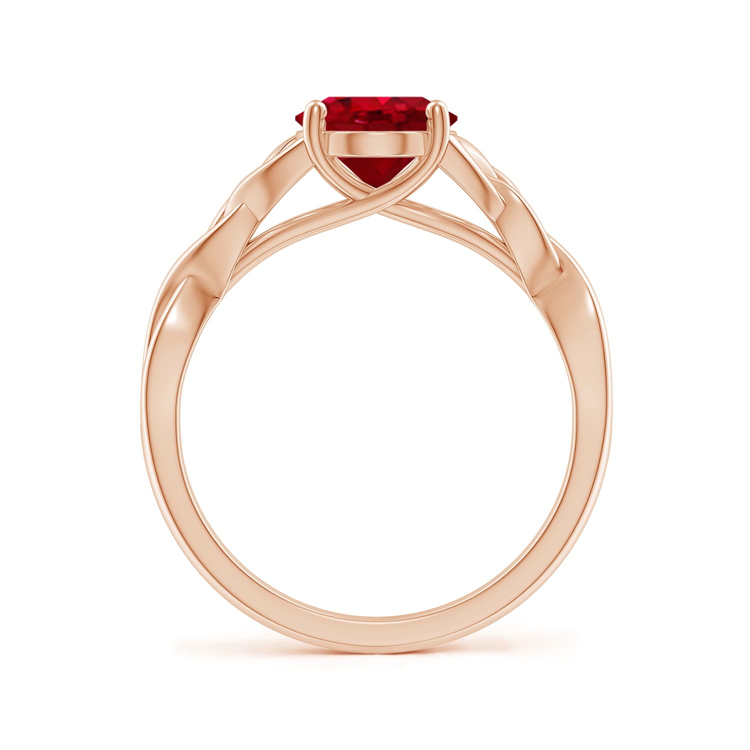 9x7mm AAA Oval Ruby Celtic Knot Engagement Ring in Rose Gold