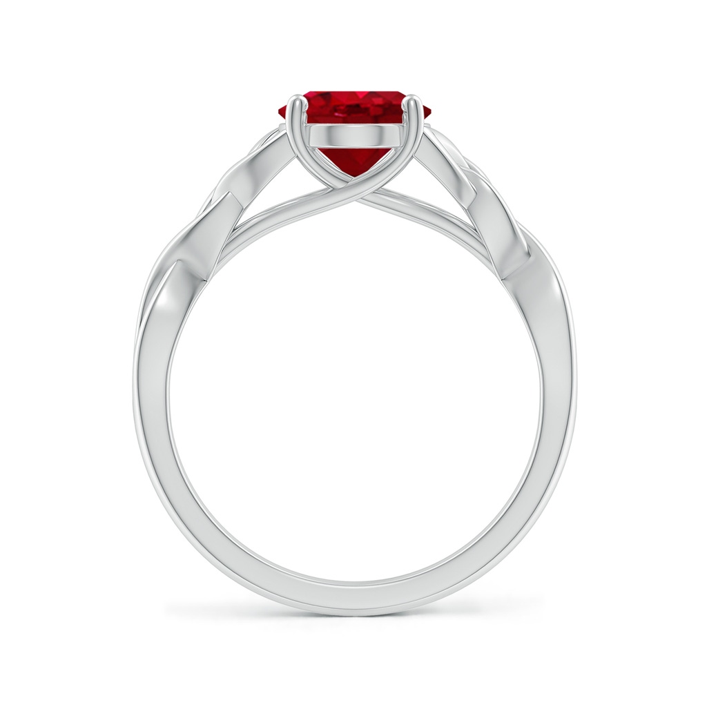 9x7mm AAA Oval Ruby Celtic Knot Engagement Ring in White Gold - side 199