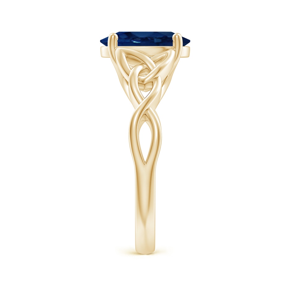 10x8mm AA Oval Blue Sapphire Celtic Knot Engagement Ring in Yellow Gold side 299