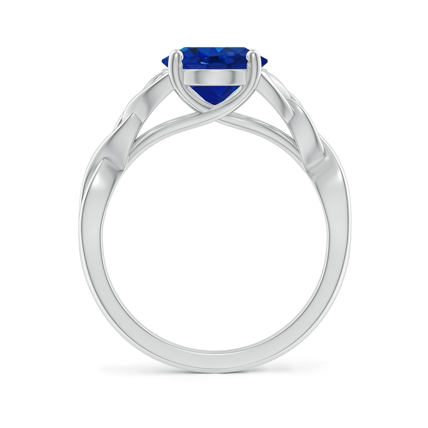 10x8mm AAA Oval Blue Sapphire Celtic Knot Engagement Ring in White Gold