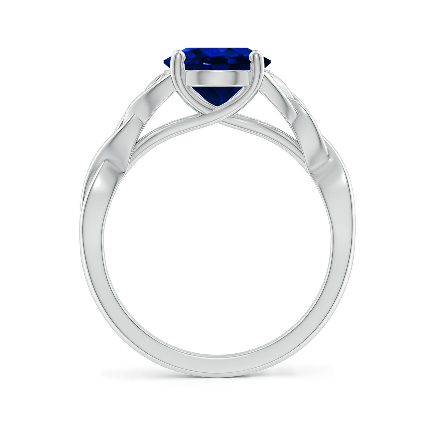 10x8mm AAAA Oval Blue Sapphire Celtic Knot Engagement Ring in 18K White Gold
