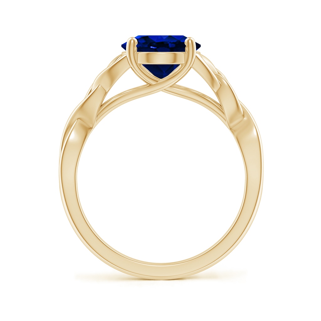 10x8mm Lab-Grown Oval Blue Sapphire Celtic Knot Engagement Ring in Yellow Gold - side 199