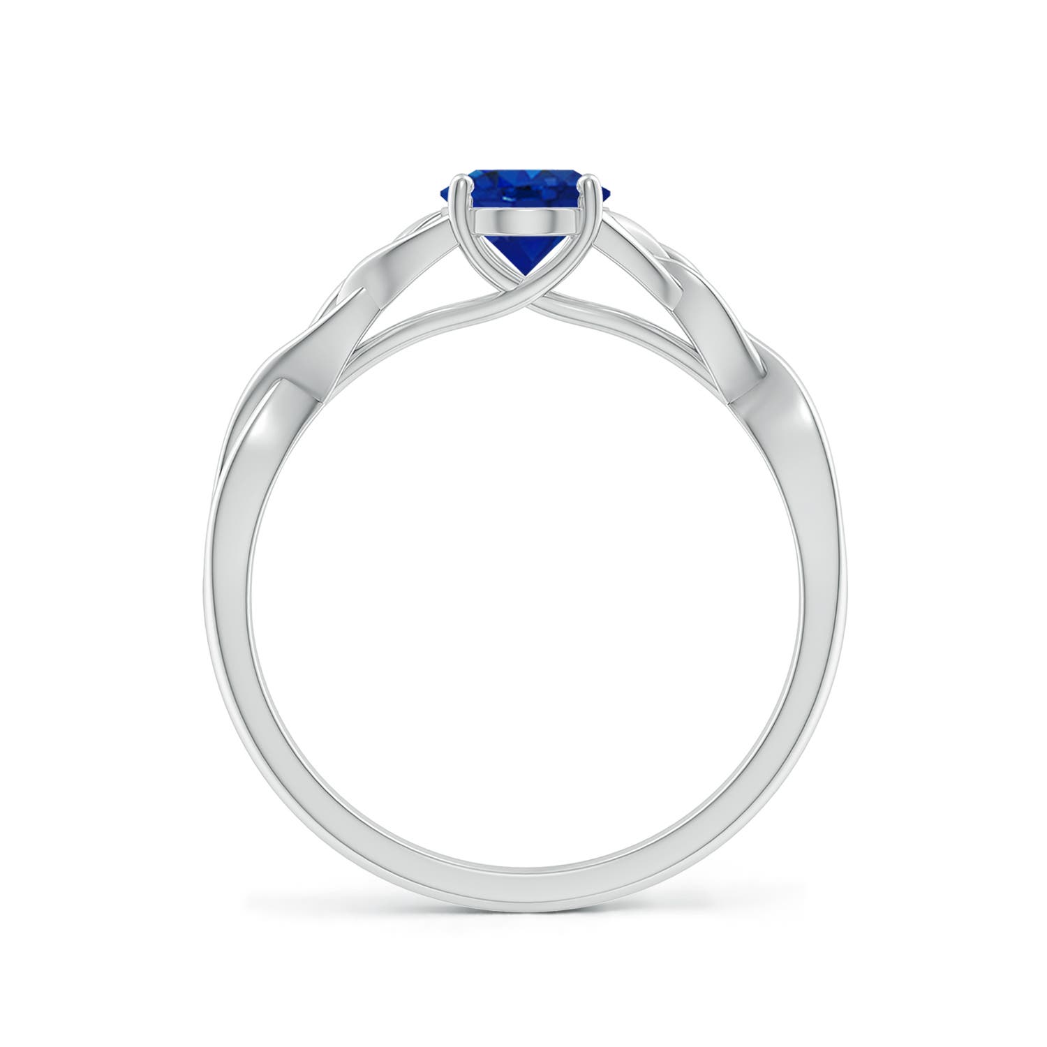 7x5mm AAA Oval Blue Sapphire Celtic Knot Engagement Ring in White Gold - side 2