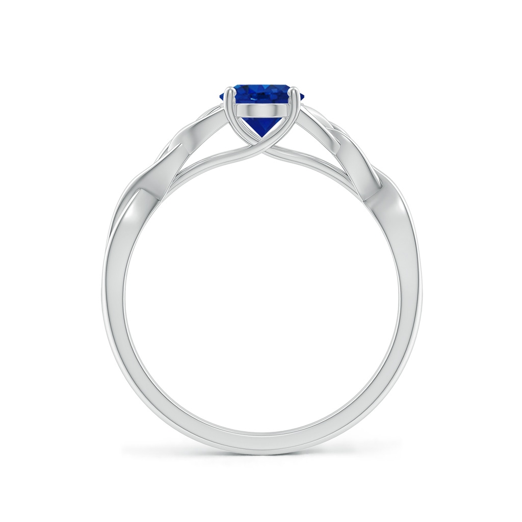 7x5mm AAA Oval Blue Sapphire Celtic Knot Engagement Ring in White Gold - side 199