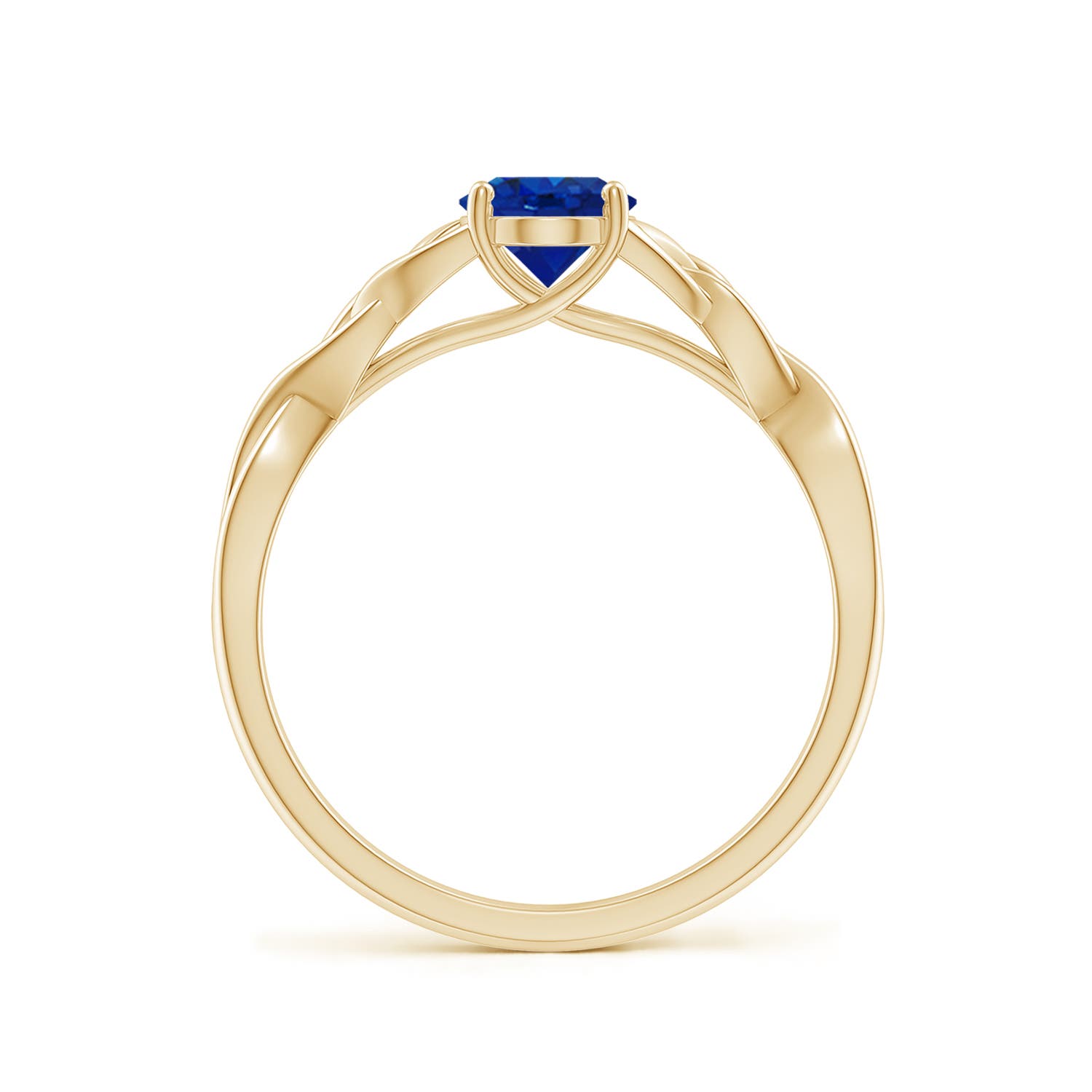 7x5mm AAA Oval Blue Sapphire Celtic Knot Engagement Ring in Yellow Gold