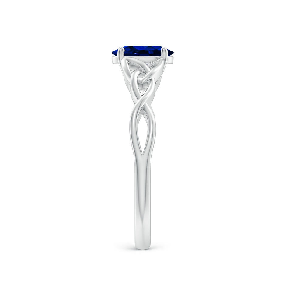 7x5mm AAAA Oval Blue Sapphire Celtic Knot Engagement Ring in White Gold side 299