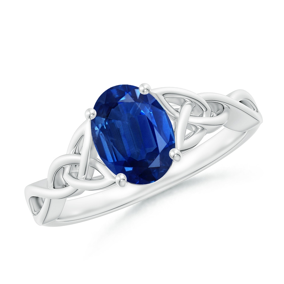8x6mm AAA Oval Blue Sapphire Celtic Knot Engagement Ring in P950 Platinum 