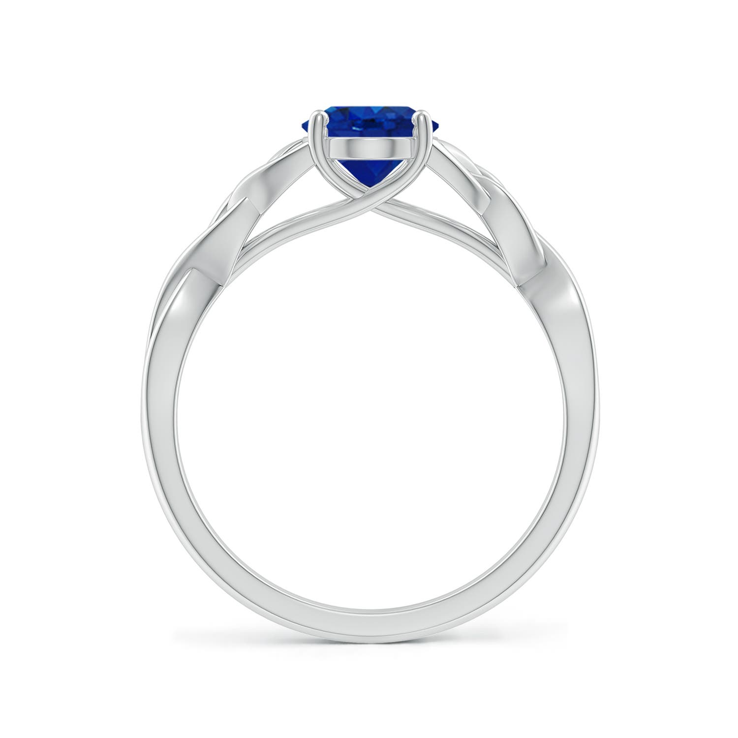 8x6mm AAA Oval Blue Sapphire Celtic Knot Engagement Ring in White Gold