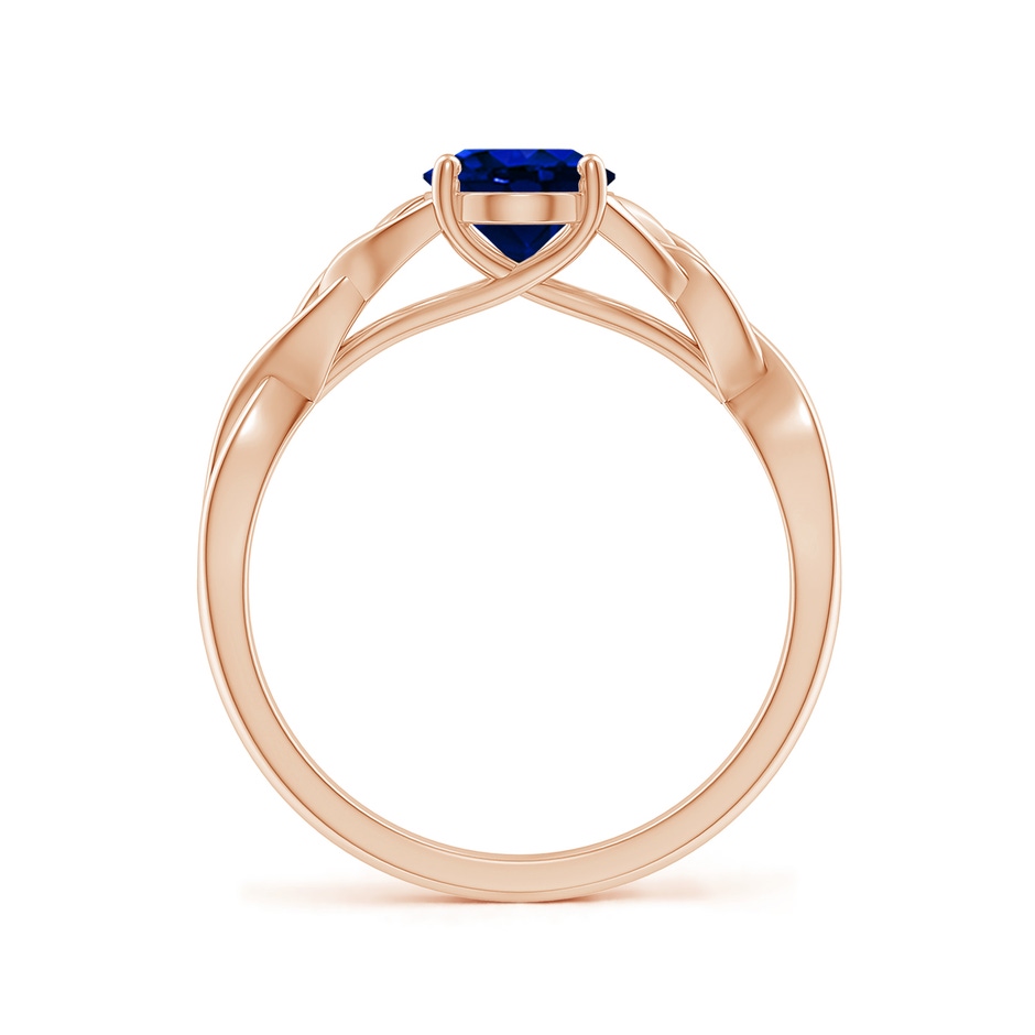 8x6mm AAAA Oval Blue Sapphire Celtic Knot Engagement Ring in Rose Gold side 199