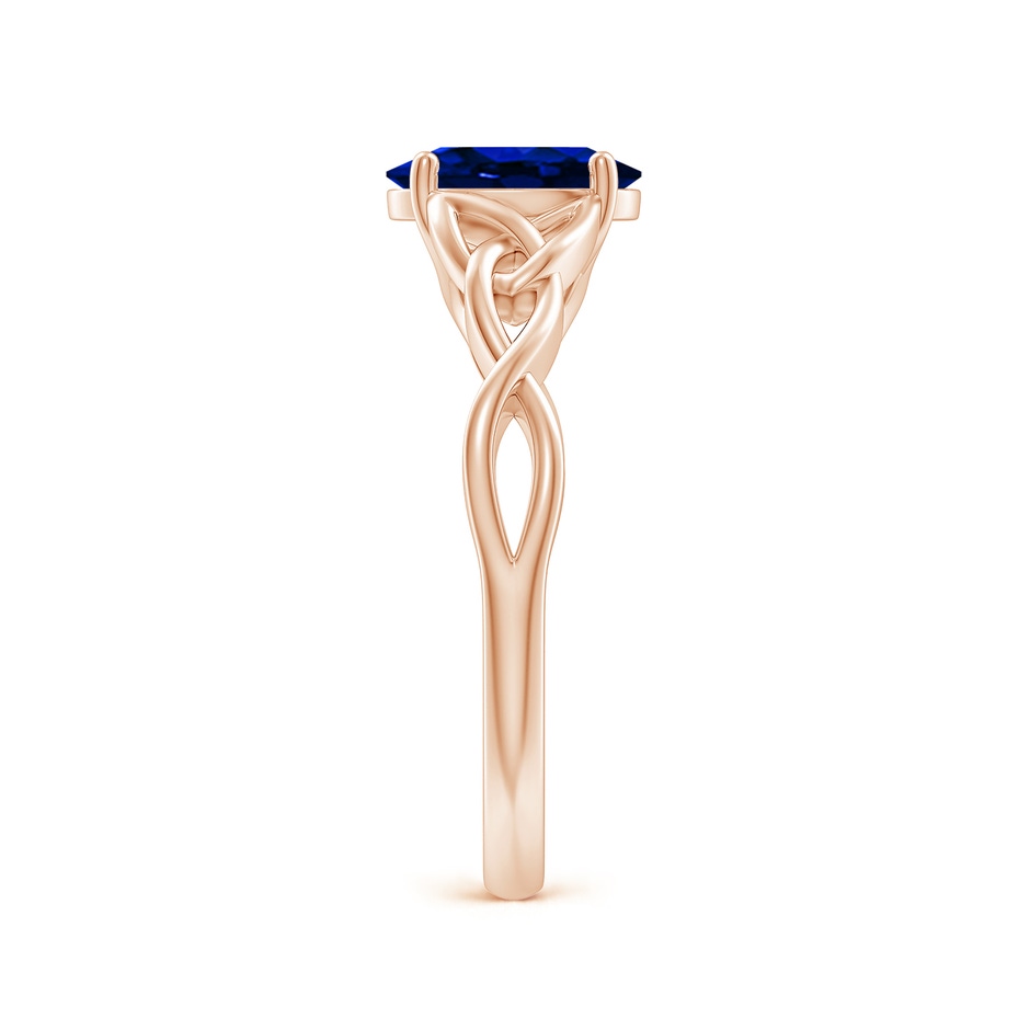 8x6mm AAAA Oval Blue Sapphire Celtic Knot Engagement Ring in Rose Gold side 299