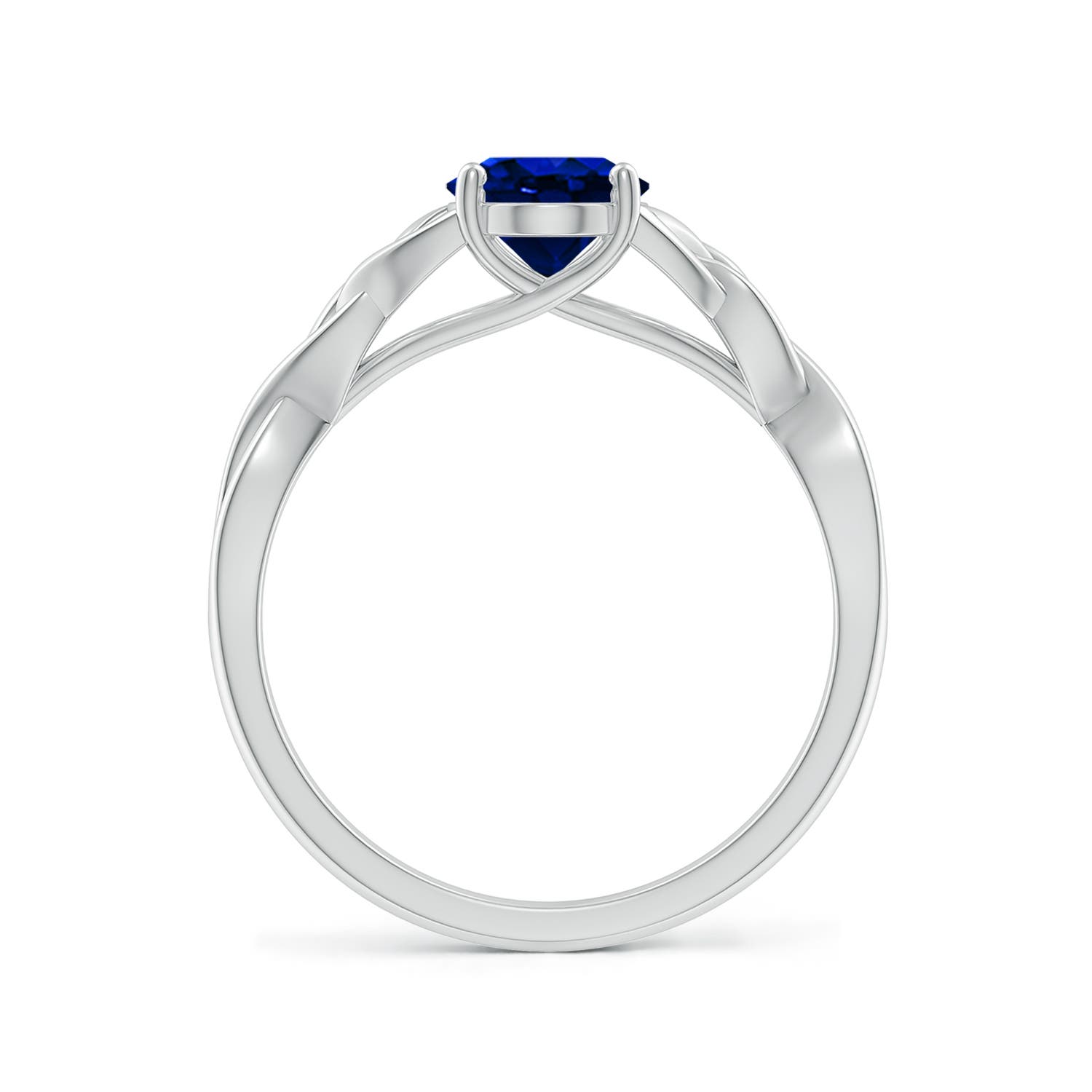 8x6mm AAAA Oval Blue Sapphire Celtic Knot Engagement Ring in White Gold
