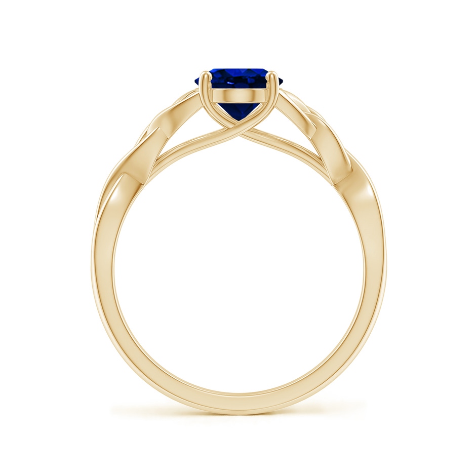8x6mm AAAA Oval Blue Sapphire Celtic Knot Engagement Ring in Yellow Gold side 199