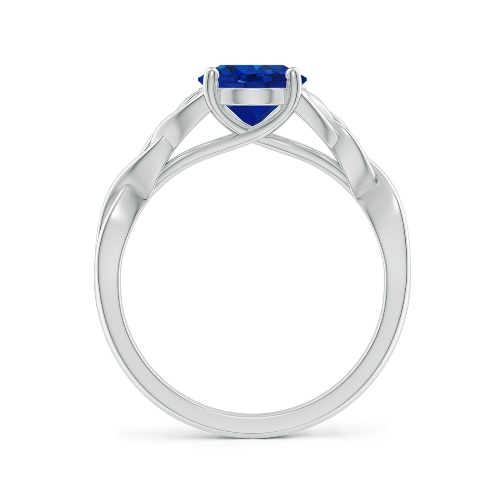 9x7mm AAA Oval Blue Sapphire Celtic Knot Engagement Ring in White Gold - side 199
