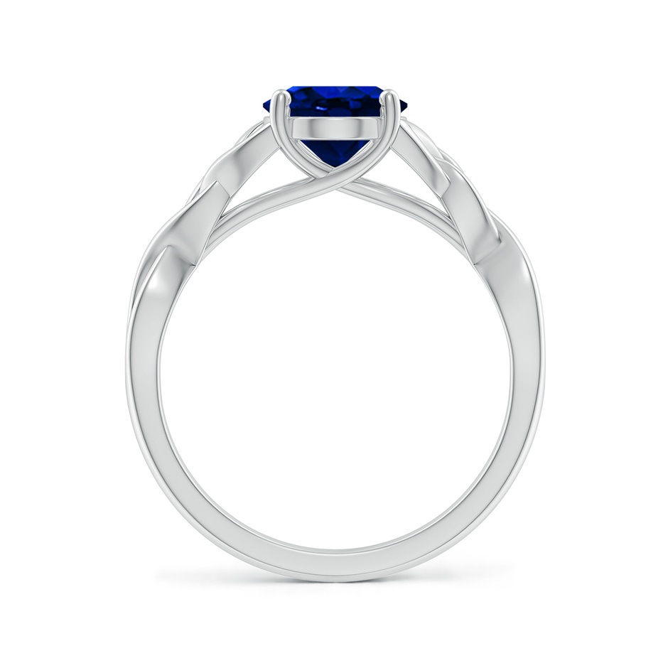 9x7mm Lab-Grown Oval Blue Sapphire Celtic Knot Engagement Ring in 18K White Gold side 199