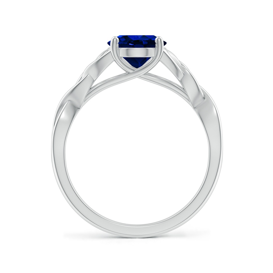 9x7mm Lab-Grown Oval Blue Sapphire Celtic Knot Engagement Ring in 9K White Gold side 199