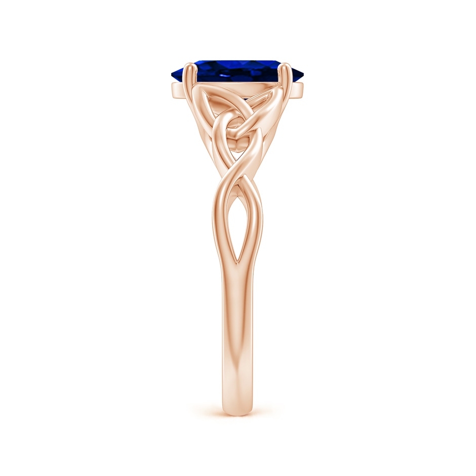 9x7mm AAAA Oval Blue Sapphire Celtic Knot Engagement Ring in Rose Gold side 299