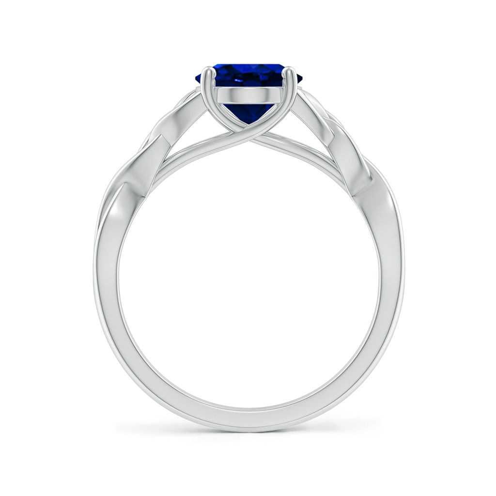 9x7mm Lab-Grown Oval Blue Sapphire Celtic Knot Engagement Ring in White Gold - side 199