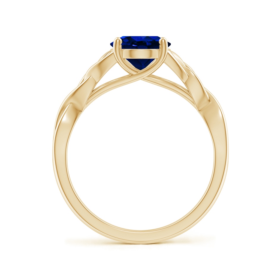 9x7mm AAAA Oval Blue Sapphire Celtic Knot Engagement Ring in Yellow Gold side 199