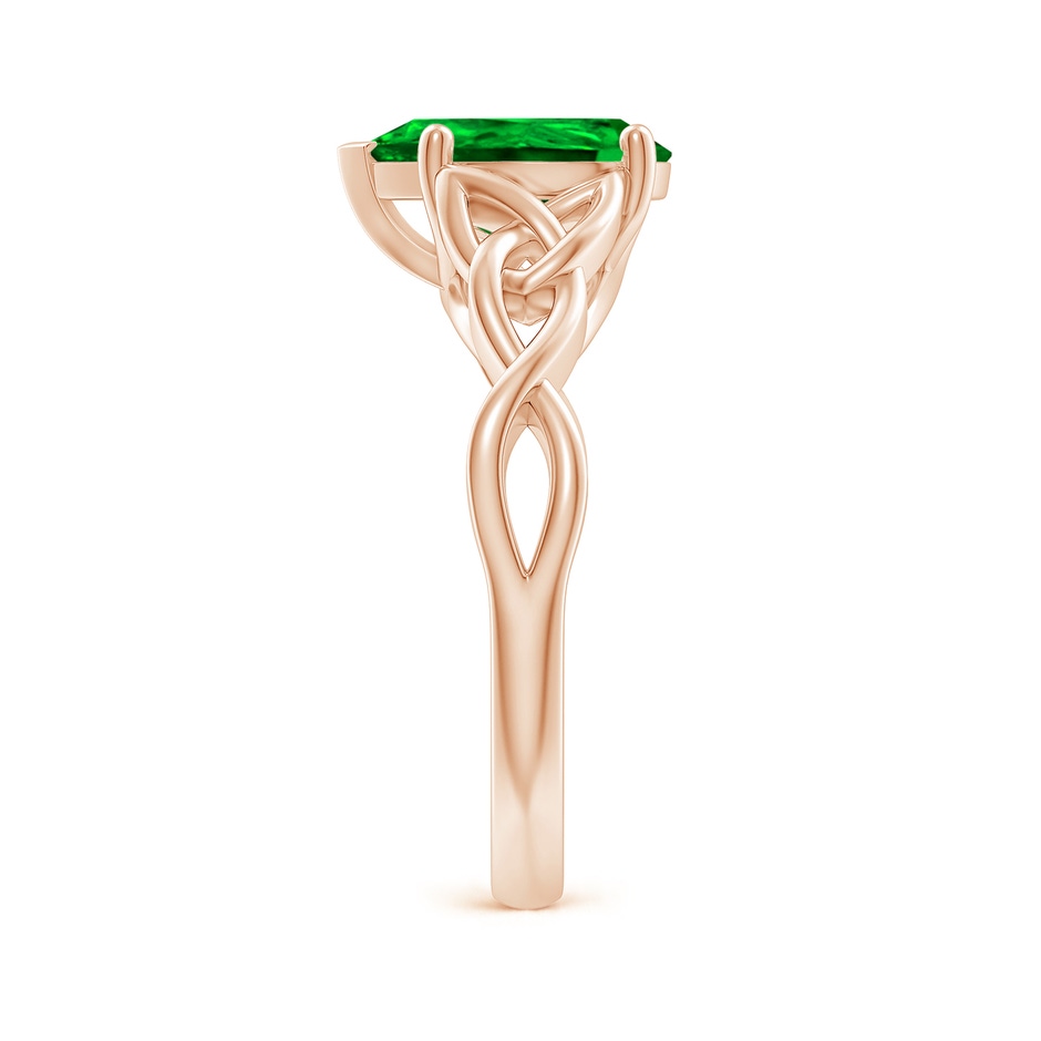 10x8mm AAAA Pear-Shaped Emerald Celtic Knot Engagement Ring in Rose Gold side 299