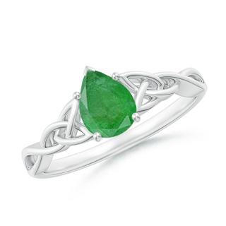 7x5mm A Pear-Shaped Emerald Celtic Knot Engagement Ring in P950 Platinum