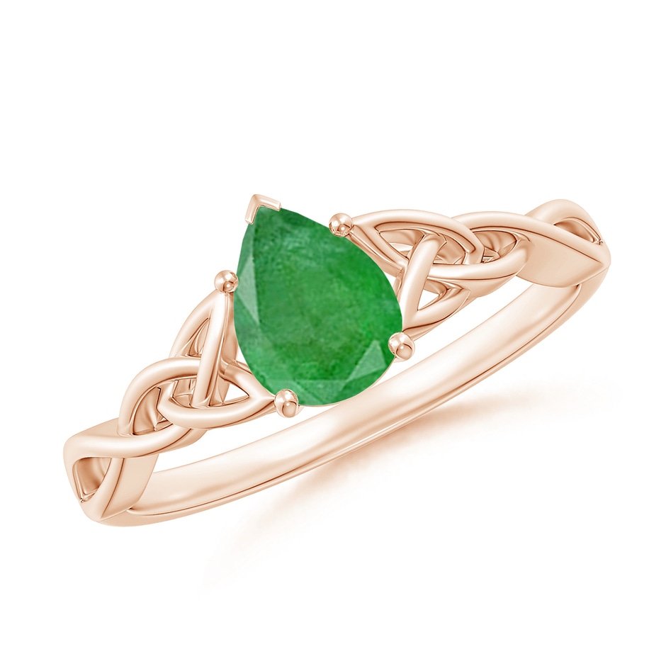 7x5mm A Pear-Shaped Emerald Celtic Knot Engagement Ring in Rose Gold 