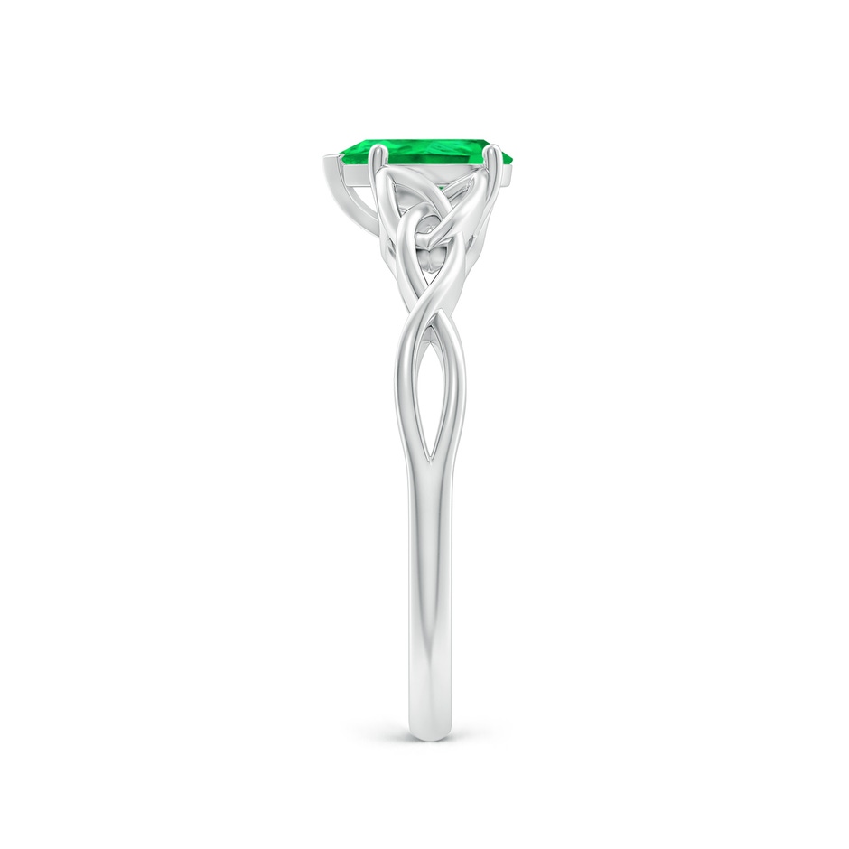 7x5mm AAA Pear-Shaped Emerald Celtic Knot Engagement Ring in 18K White Gold side 299