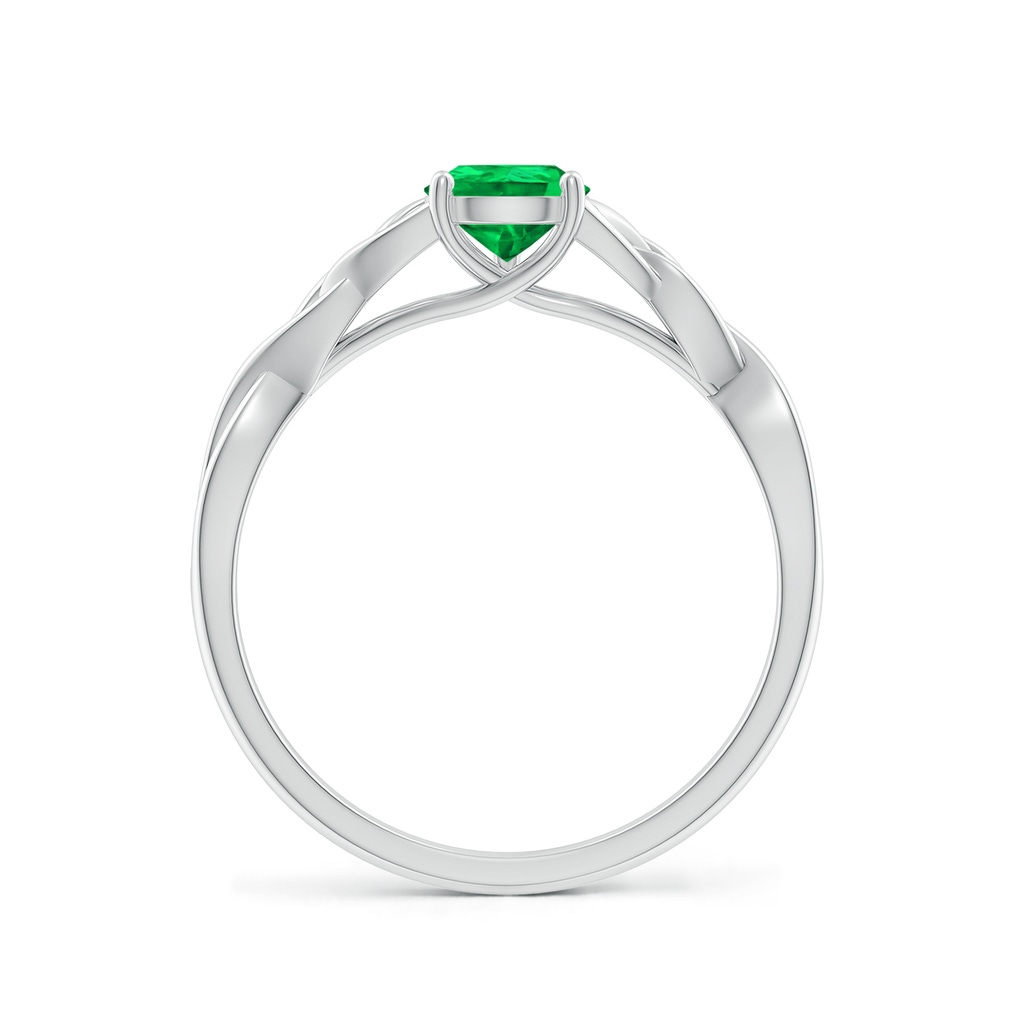 7x5mm AAA Pear-Shaped Emerald Celtic Knot Engagement Ring in White Gold - side 199
