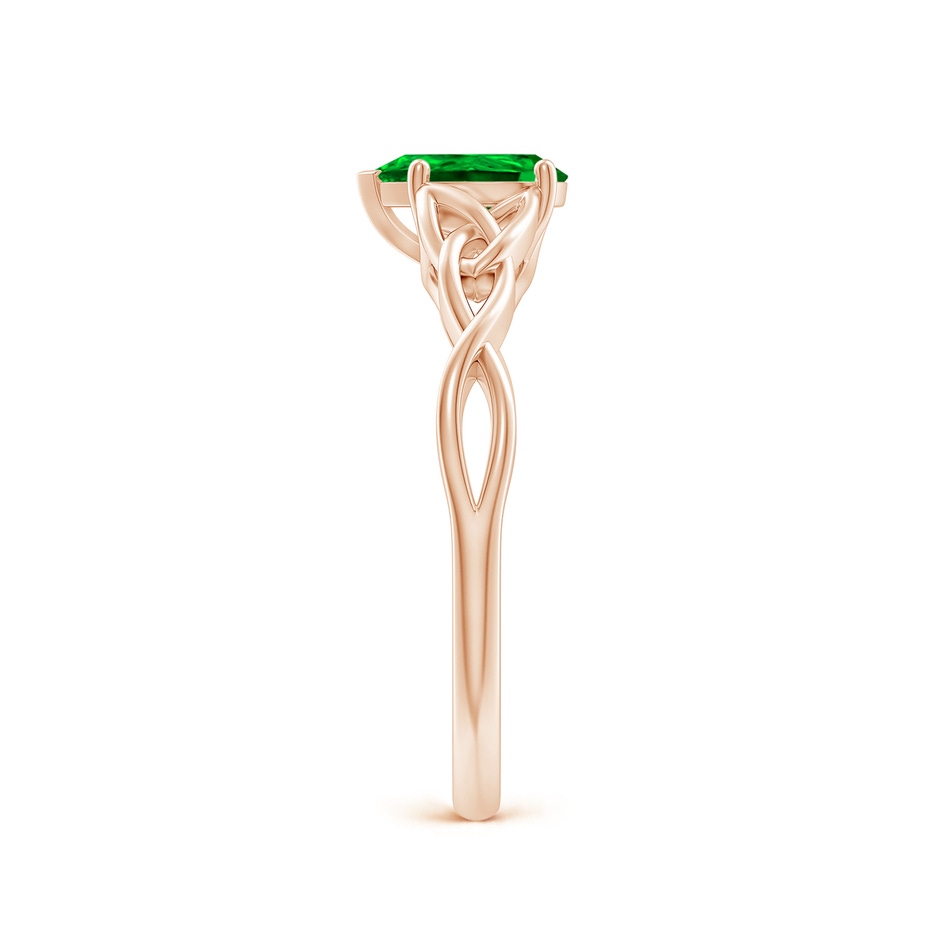 7x5mm AAAA Pear-Shaped Emerald Celtic Knot Engagement Ring in Rose Gold side 299