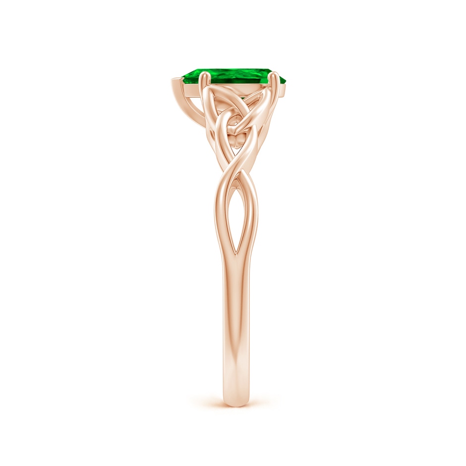 8x6mm AAAA Pear-Shaped Emerald Celtic Knot Engagement Ring in Rose Gold side 299