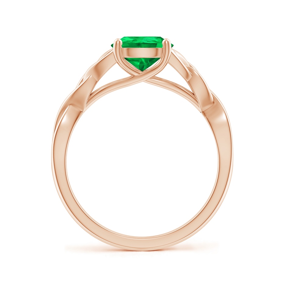 9x7mm AAA Pear-Shaped Emerald Celtic Knot Engagement Ring in Rose Gold side 199