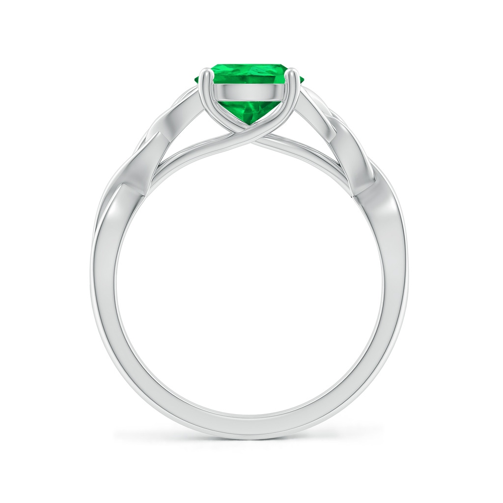 9x7mm AAA Pear-Shaped Emerald Celtic Knot Engagement Ring in White Gold Side 199