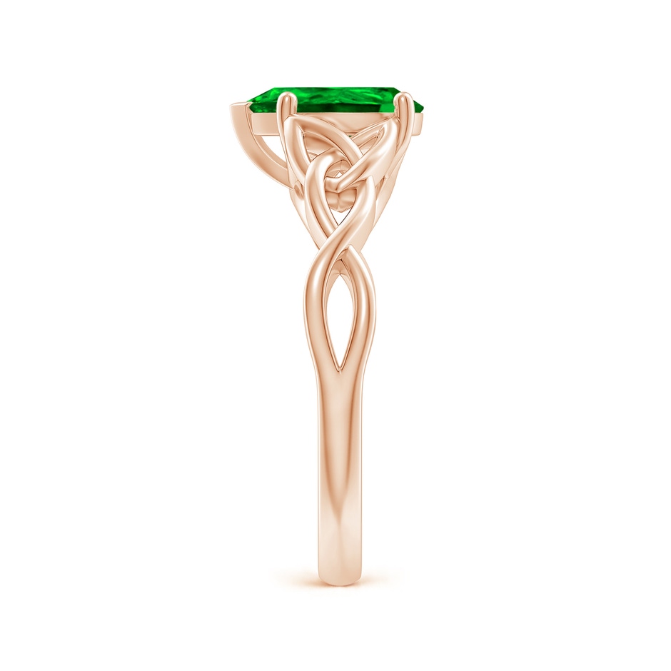 9x7mm AAAA Pear-Shaped Emerald Celtic Knot Engagement Ring in 18K Rose Gold side 299
