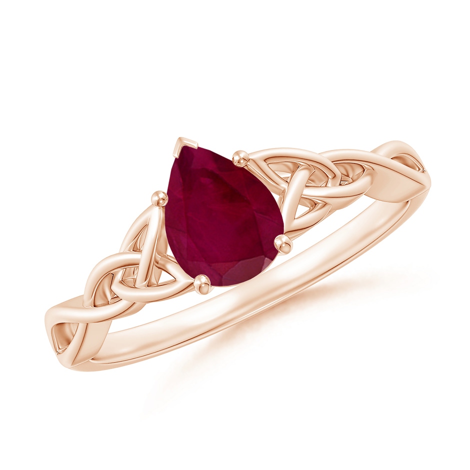 7x5mm A Pear-Shaped Ruby Celtic Knot Engagement Ring in Rose Gold 