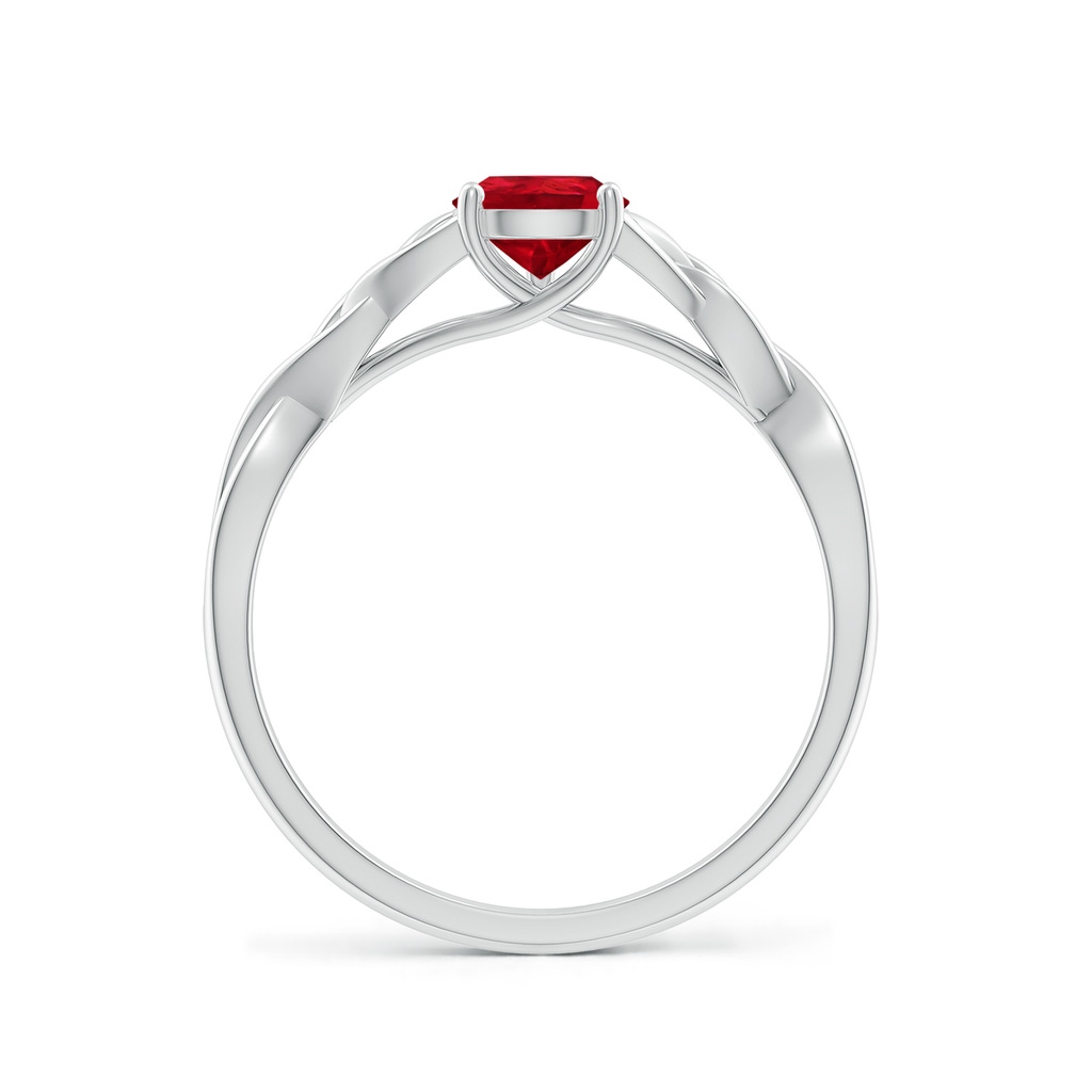 7x5mm AAA Pear-Shaped Ruby Celtic Knot Engagement Ring in 18K White Gold - side 199