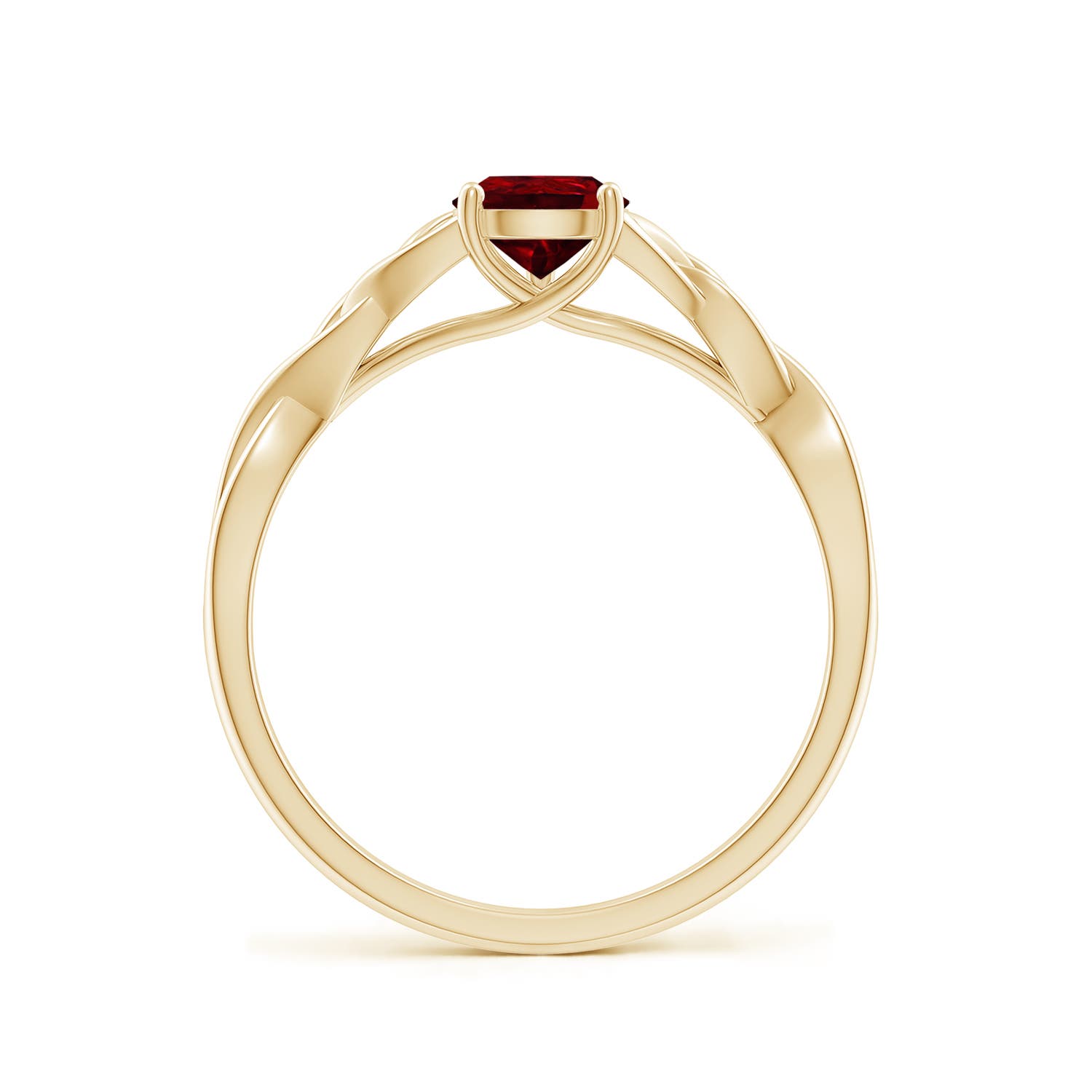7x5mm AAAA Pear-Shaped Ruby Celtic Knot Engagement Ring in Yellow Gold