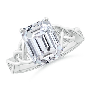 10x7.5mm HSI2 Emerald-Cut Diamond Celtic Knot Engagement Ring in P950 Platinum