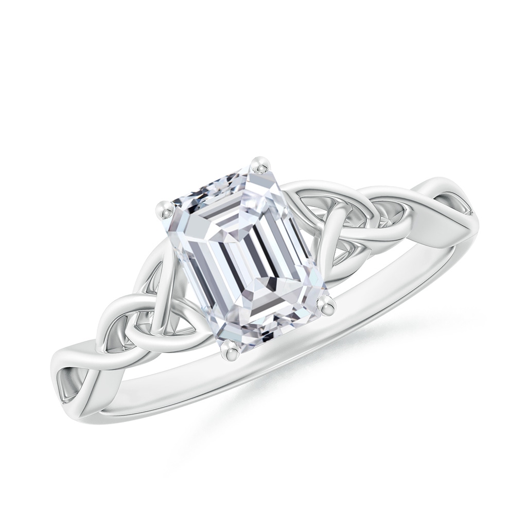 7x5mm HSI2 Emerald-Cut Diamond Celtic Knot Engagement Ring in White Gold