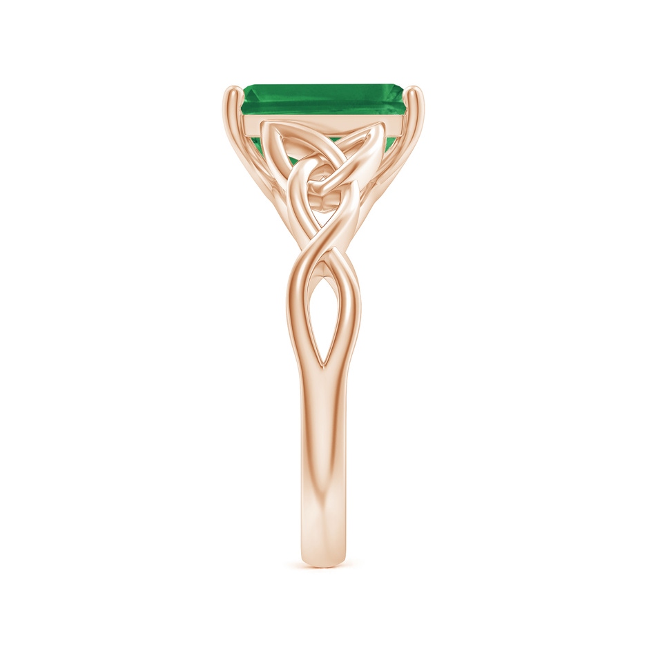 10x8mm AA Emerald-Cut Emerald Celtic Knot Engagement Ring in 18K Rose Gold side 299