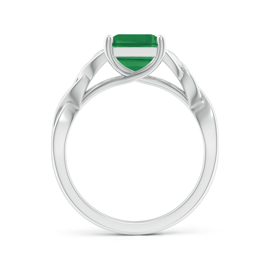10x8mm AA Emerald-Cut Emerald Celtic Knot Engagement Ring in White Gold side 199