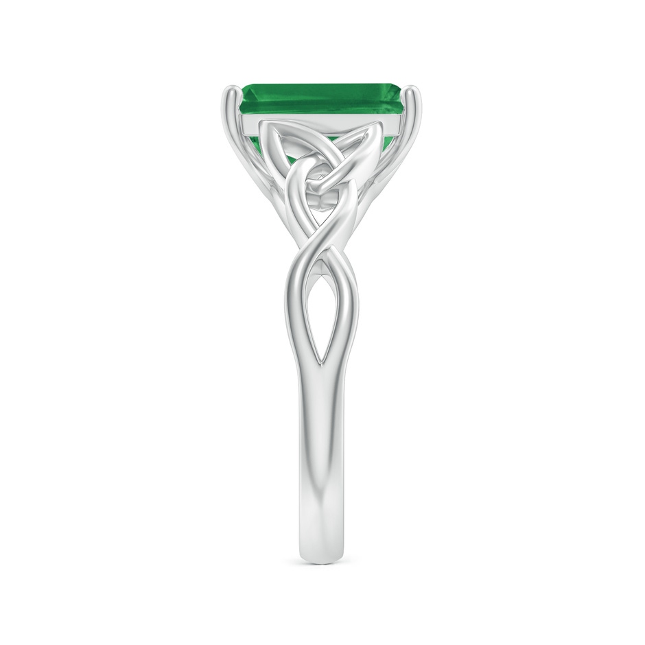 10x8mm AA Emerald-Cut Emerald Celtic Knot Engagement Ring in White Gold side 299