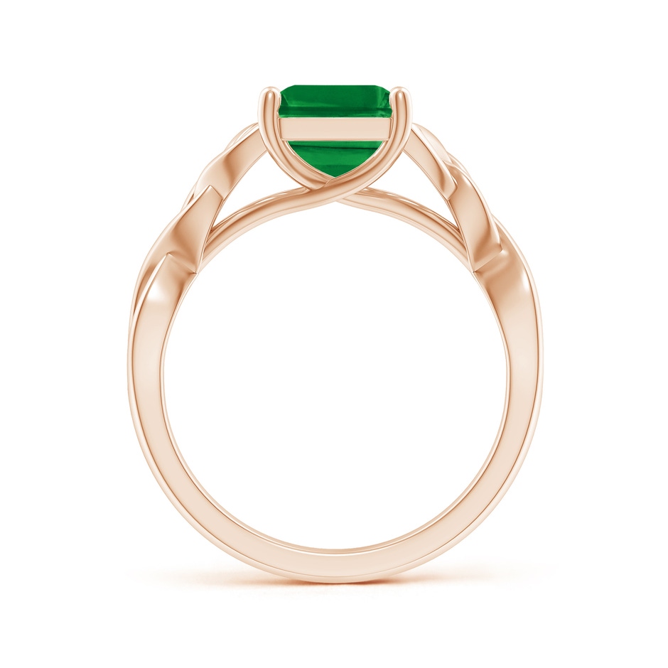 10x8mm AAA Emerald-Cut Emerald Celtic Knot Engagement Ring in Rose Gold side 199
